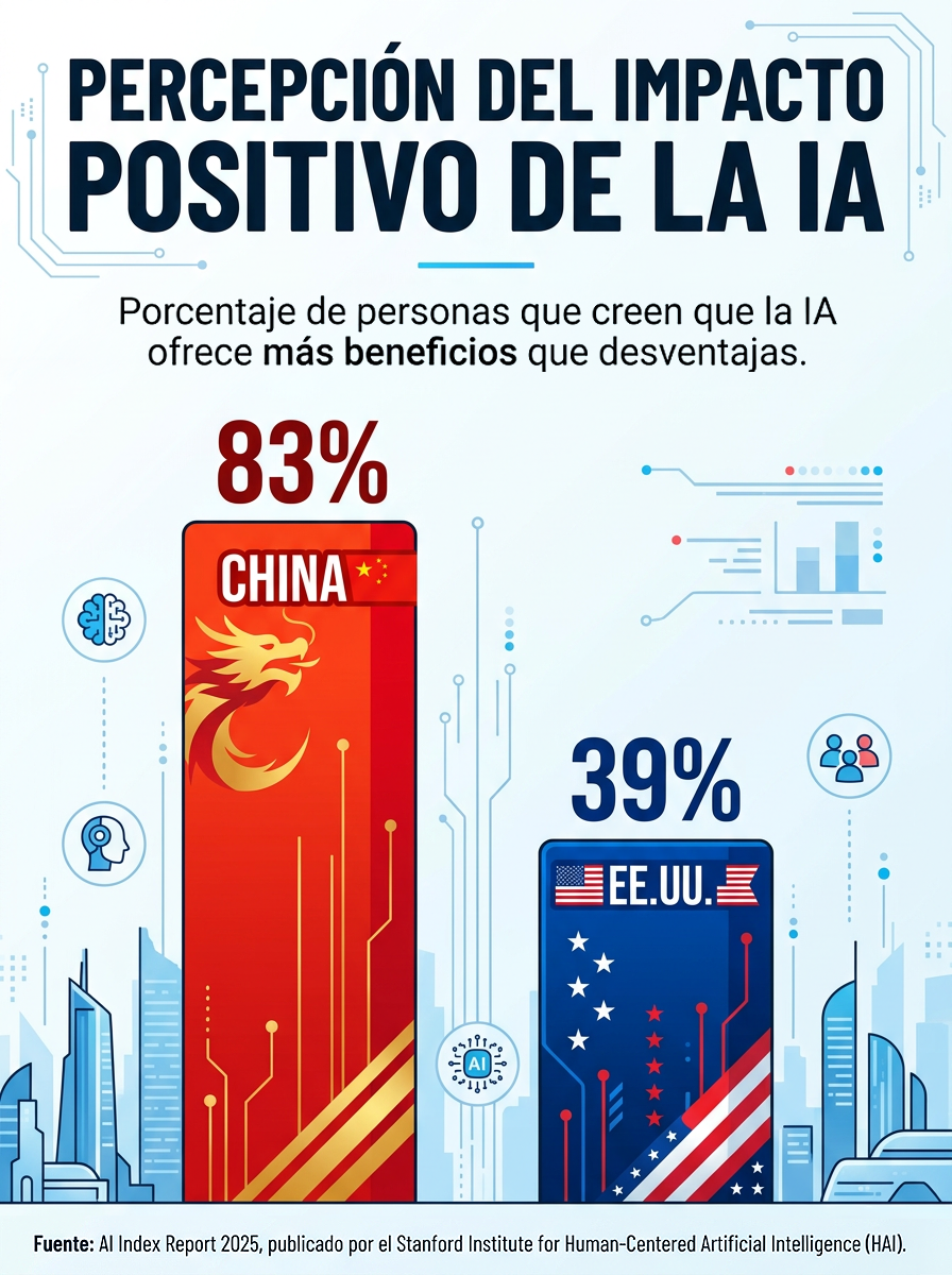 Percepción del impacto de la IA: China VS EE.UU