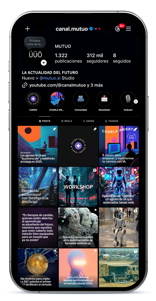 Canal Mutuo en Instagram: contenido diario sobre IA, cultura digital e innovacion